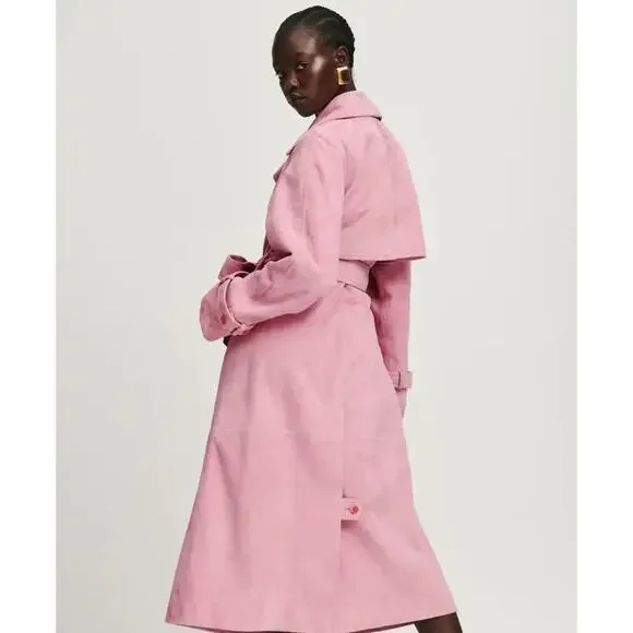 Reformation Veda Ashland Leather Trench Pink - Picture 3 of 10